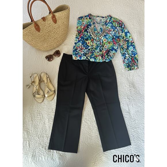 Chico’s Solid Black Capris Sz. 3 (16) - Picture 1 of 6